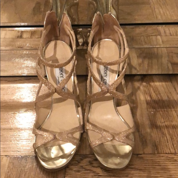 Jimmy Choo Rose Gold Glitter Sandal - Picture 1 of 8